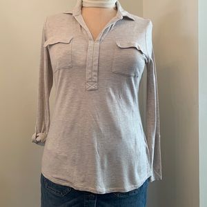 DKNY mint condition semi fitted taupe shirt style long sleeve jersey